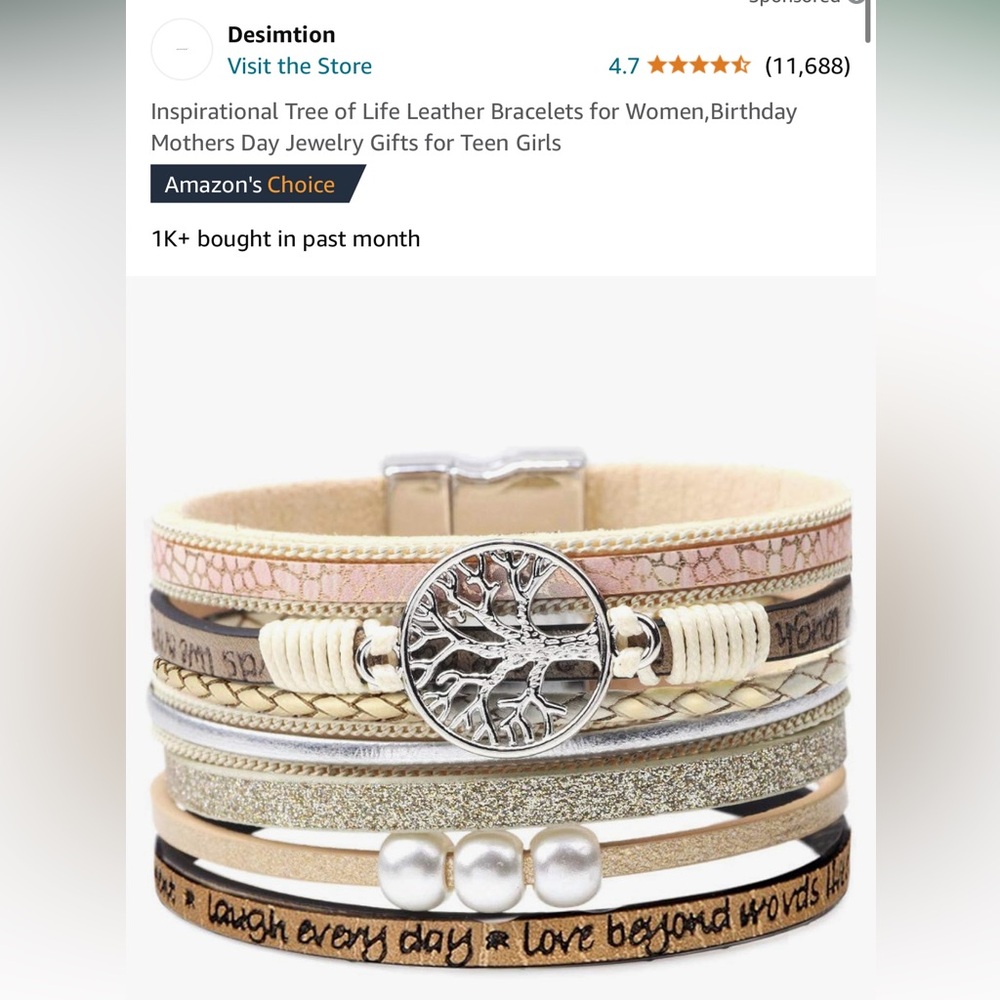 Tree of Life Beige and Gold Bracelet for Women